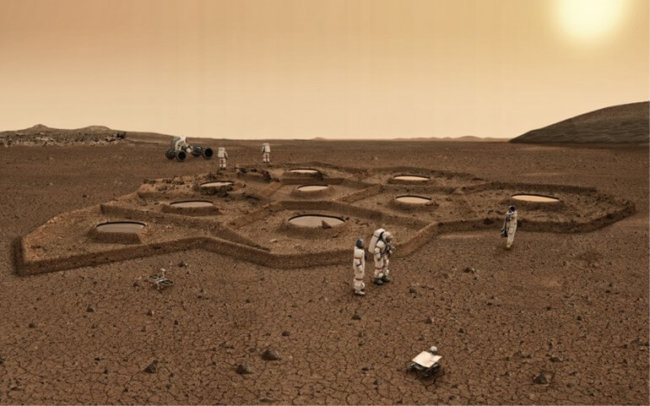 Проект марсианской колонии из базальта от российских архитекторов. Фото.
