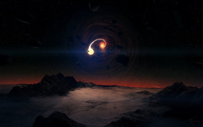 Первые люди видели свет черной дыры в ночном небе. Фото.