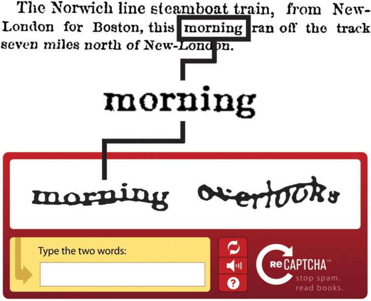 reCAPTCHA помогает оцифровывать тексты книг