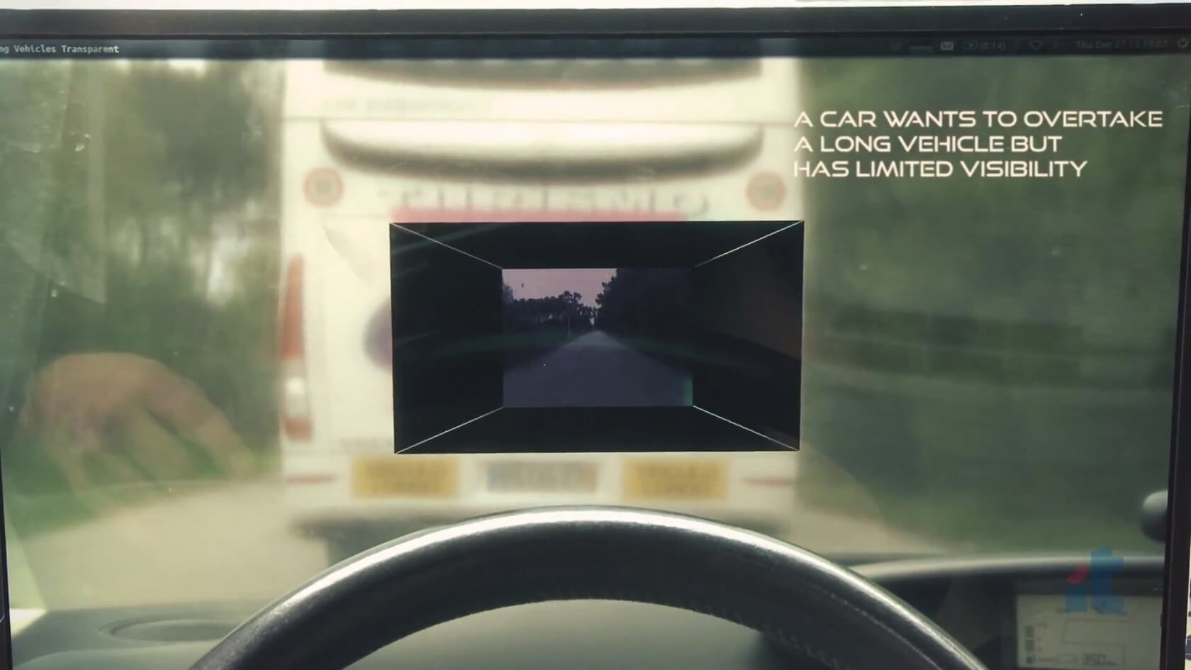 Система, показывающая сквозь впередиидущее транспортное средство