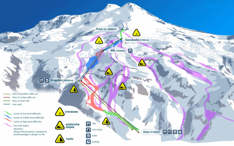 Карта ключевых мест для альпинистов