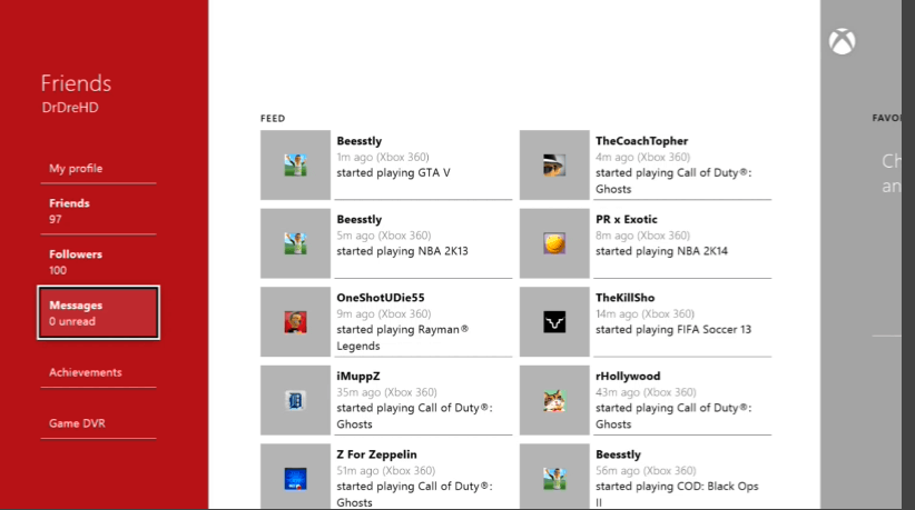 Интерфейс Xbox One