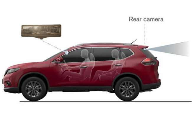 Nissan разработала умное зеркало заднего вида для автомобилей. Фото.