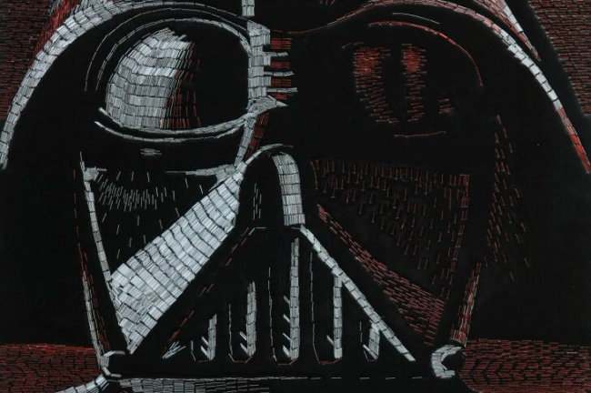 #фото | Удивительные картины по мотивам Star Wars, созданные целиком из скоб для степлера. Фото.