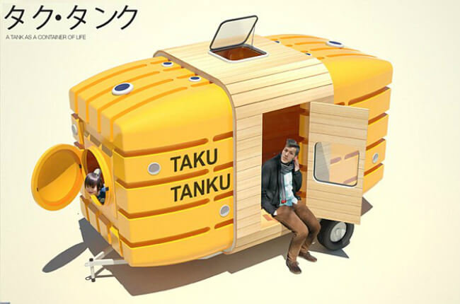Taku Tanku — дом, который можно буксировать велосипедом. Фото.