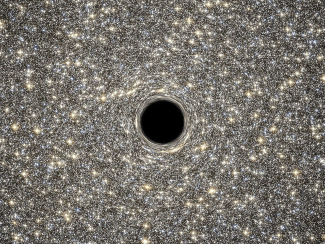 В маленькой галактике прячется очень большая черная дыра. Фото.