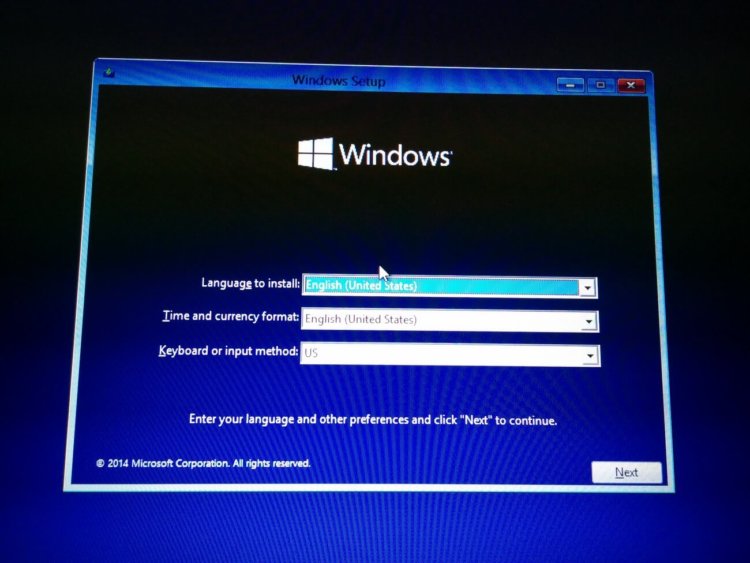 Выбор языковых параметров при установке Windows 10