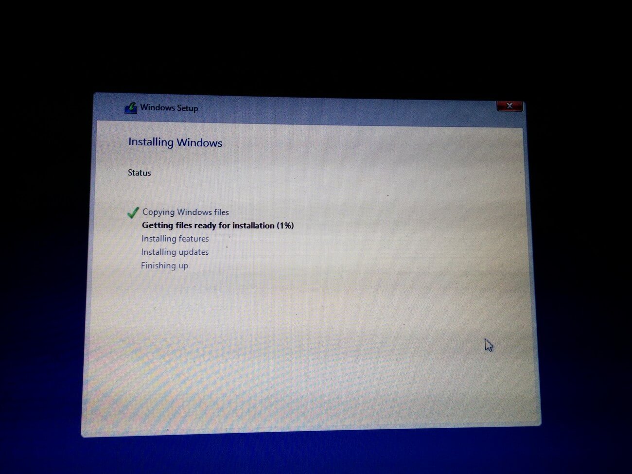 Процесс установки Windows 10