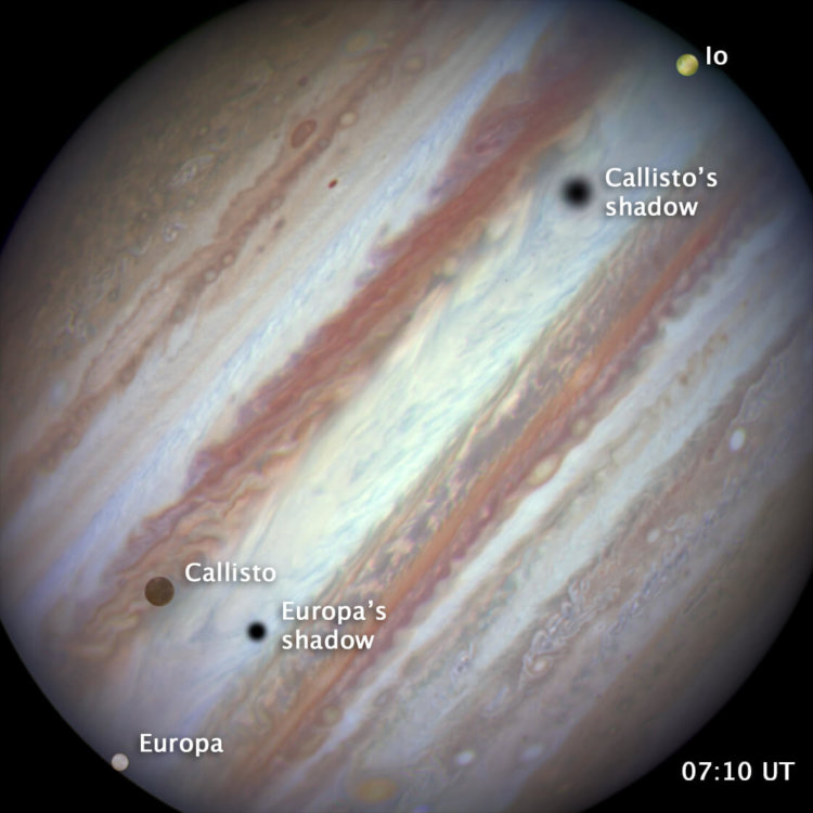 Тройное солнечное затмение на Юпитере