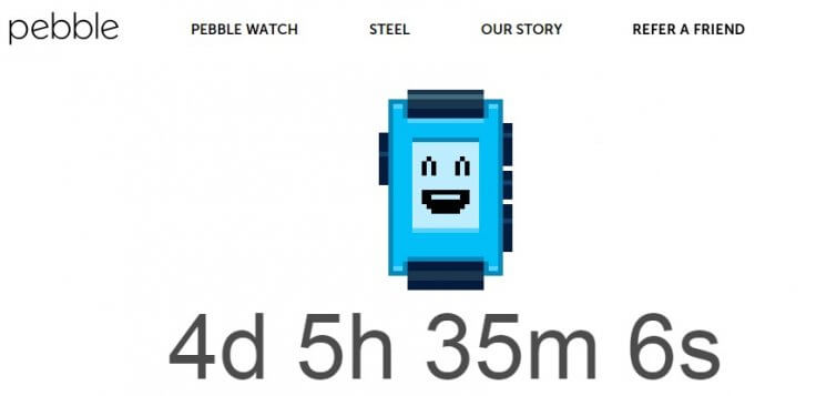 Pebble начал обратный отсчет времени до выхода своего нового гаджета. Pebble начал обратный отсчет времени до выхода своего нового гаджета. Фото.