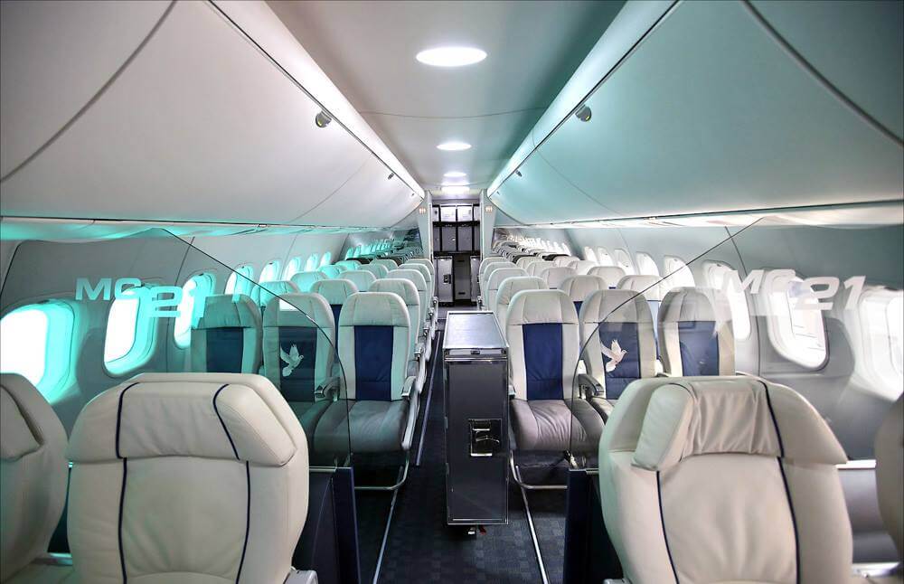 Опубликованы первые фотографии интерьера самолёта МС-21