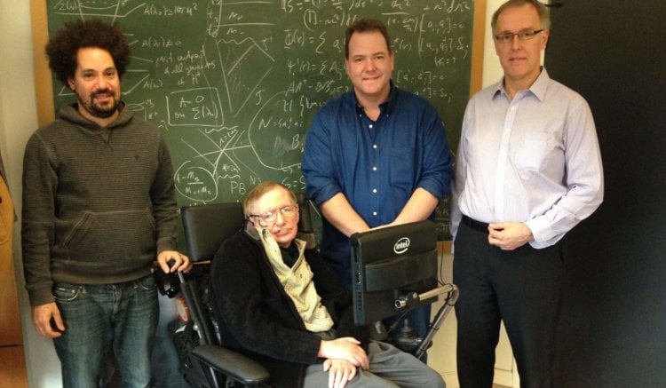 Stephen Hawking with New Computer kopio