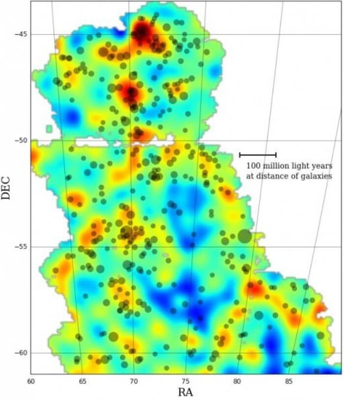 Ученые создают самую большую карту распределения темной материи во Вселенной. Карта распределения темной материи. Фото.