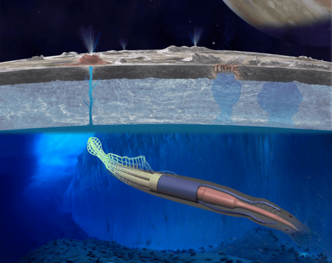 NASA показало концепт мягкого робота для исследования спутника Юпитера Европы. Фото.