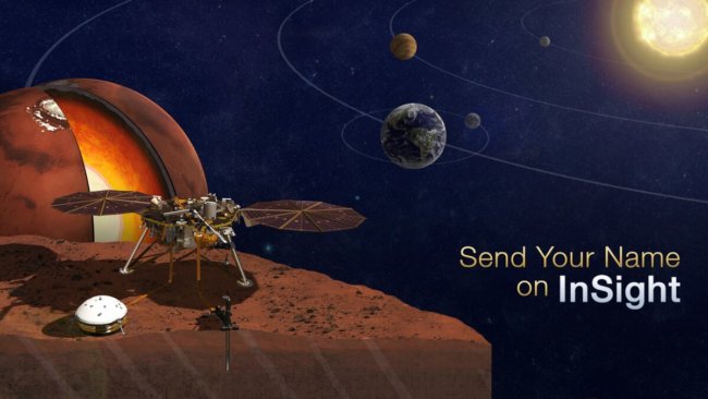 Отправьте своё имя на Марс вместе со спускаемым аппаратом Mars Insight. Фото.