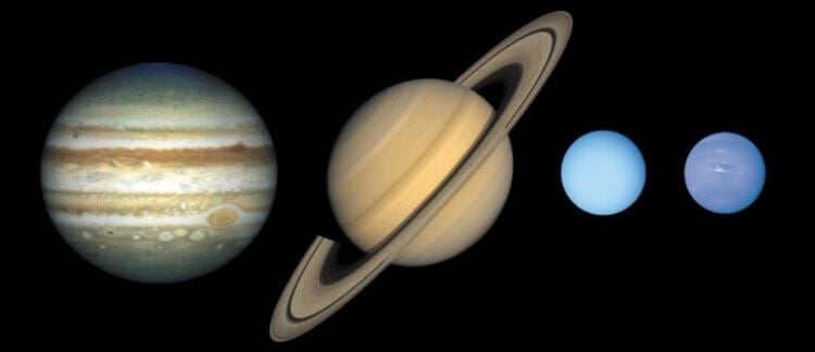 Как выглядит внешняя Солнечная система. Они такие разные, но все они в одной Солнечной системе. Фото.