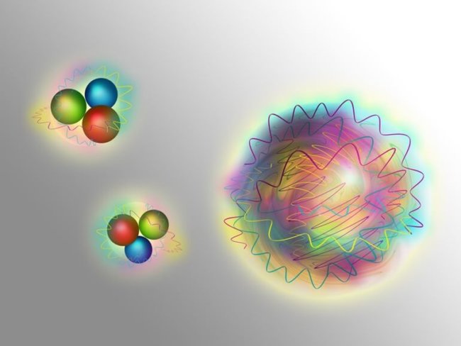Мезон f0(1710) может быть глюонием, частицей из чистой ядерной силы. Фото.