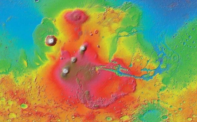 Древний вулканический катаклизм сдвинул полюса Марса. Фото.