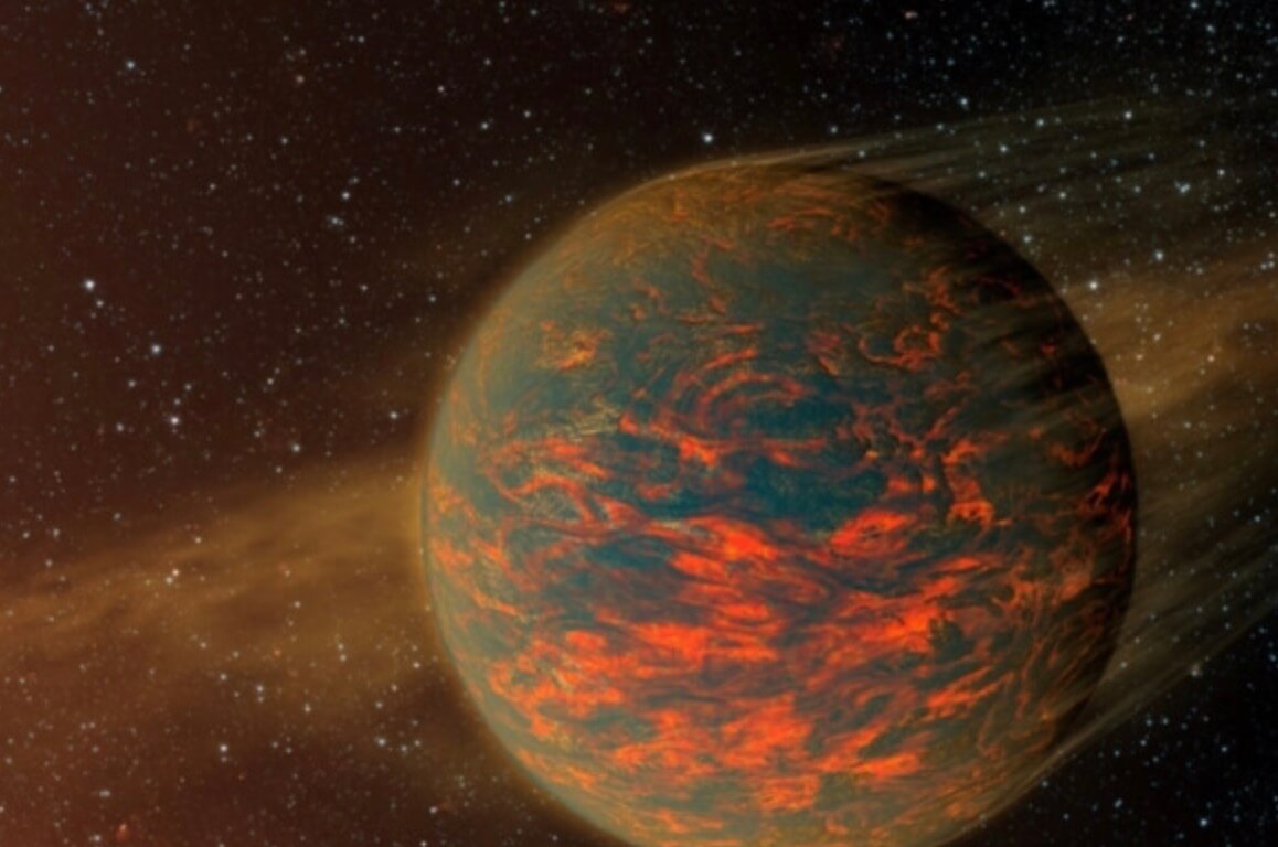 Выше 1000 градусов Цельсия на ночной стороне и свыше 2000 градусов Цельсия на дневной. Фото.