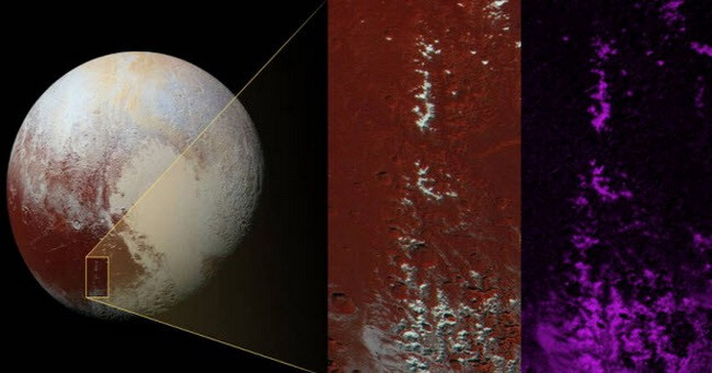 Метановый снег. Метановый снег на Плутоне — уникальное явление. Фото.