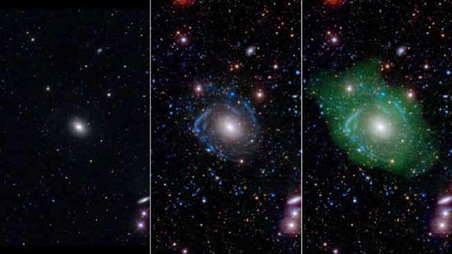 Астрономы нашли очень необычную галактику, которая моложе внутри, чем снаружи. Фото.