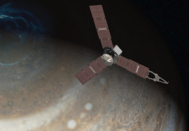 Космический аппарат «Юнона» успешно вышел на орбиту Юпитера. Фото.