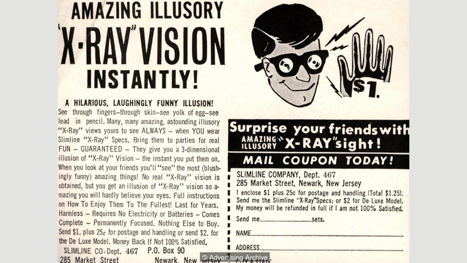 Тайная история рентгеновского зрения. «Рентгеновские очки», создающие иллюзию двойного зрения. Фото.