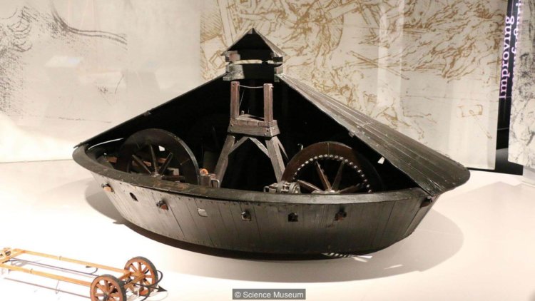 Леонардо да Винчи продолжает удивлять мир своими изобретениями. Проект бронированного транспорта Леонардо да Винчи. Фото.