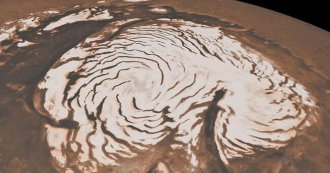 Белая планета. На Марсе тоже был «ледниковый период». Фото.