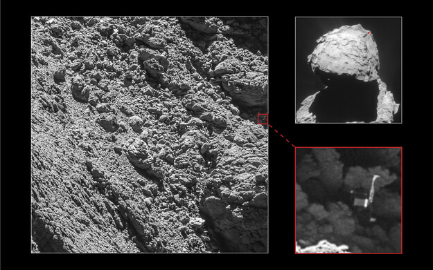 Наконец-то! На фотографии «Розетты» нашли потерянный на комете зонд «Филы». Фото.