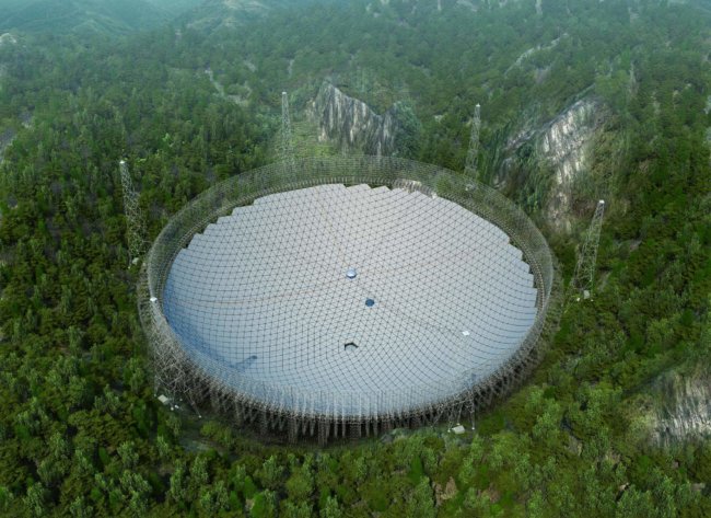 В Китае начал работать крупнейший в мире радиотелескоп. Фото.