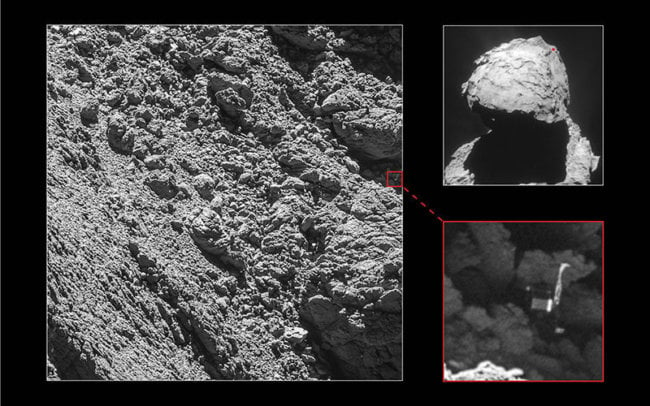 Как ученые нашли крошечный модуль «Филы» на гигантской комете. Фото.