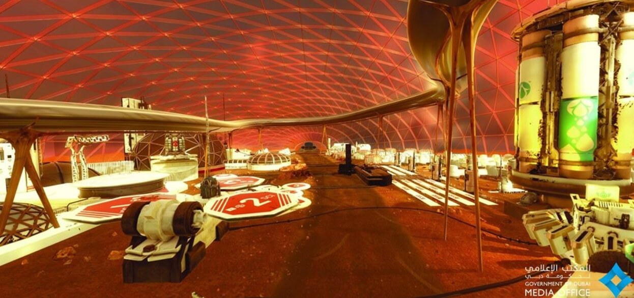 Объединённые Арабские Эмираты планируют построить город на Марсе. Интерьер одного из помещений. Фото.
