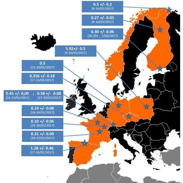 Над несколькими европейскими странами отмечен повышенный уровень радиации. Фото.