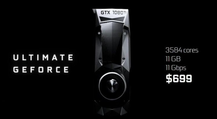 Компания NVIDIA представила флагманскую видеокарту GeForce GTX 1080 Ti. Фото.