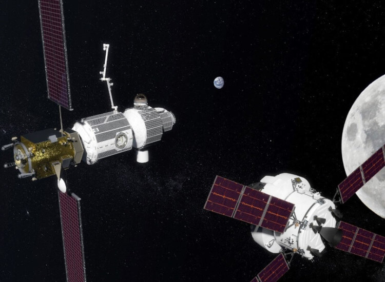 Первым «марсианам» из NASA будет очень тяжело. Художественное представление лунной орбитальной станции NASA Deep Space Gateway (слева). Фото.