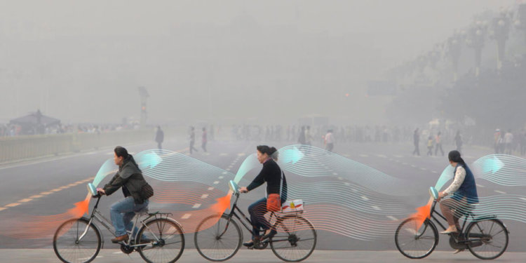 Воздух Пекина предложили очистить с помощью велосипедов. Фото.