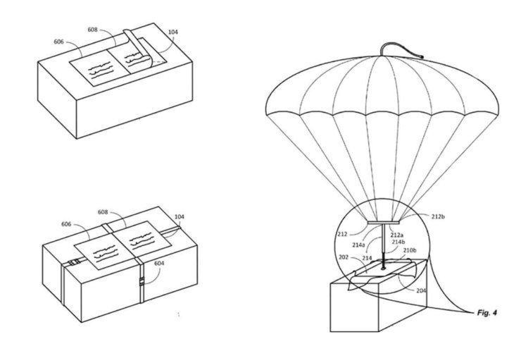 Компания Amazon запатентовала этикетки-парашюты. Фото.