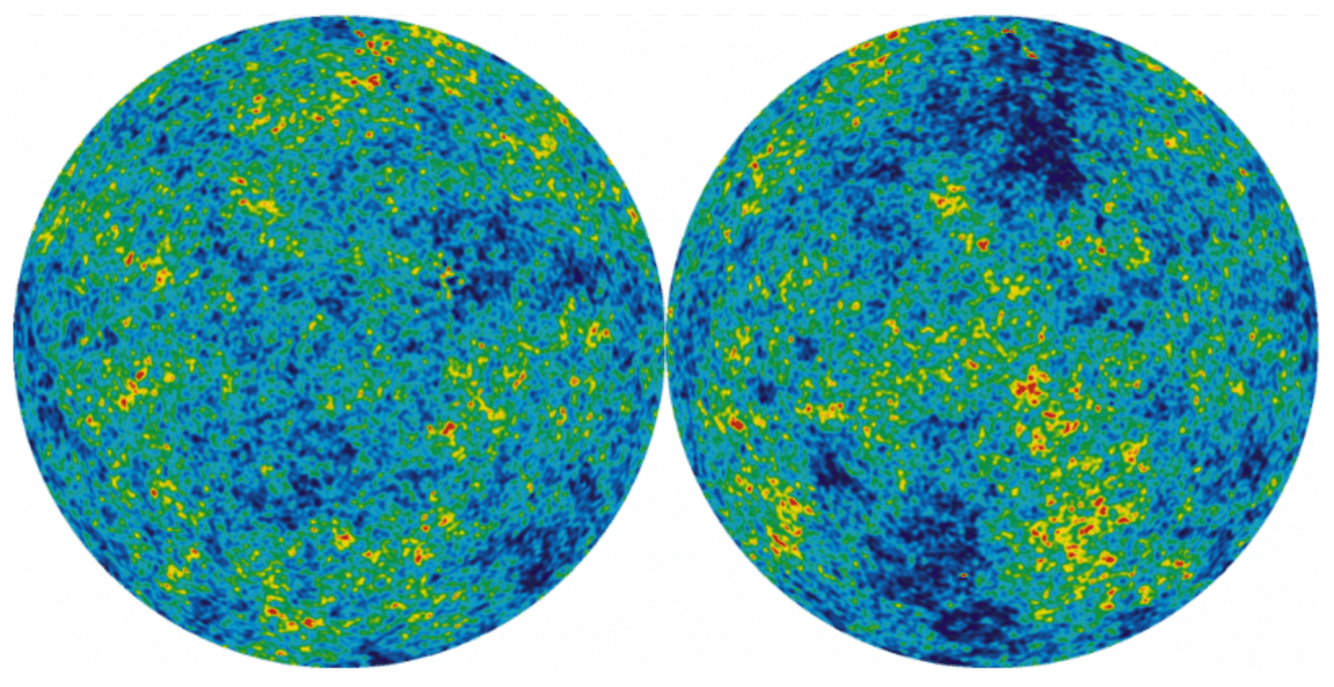 Фотография «восходящей Земли», сделанная «Аполлоном-8». Обнаружение флуктуаций в послесвечении Большого Взрыва до масштабов меньше 1 градуса было большим достижением WMAP NASA, показывающим нам первую точную «детскую картину» Вселенной. Фото.