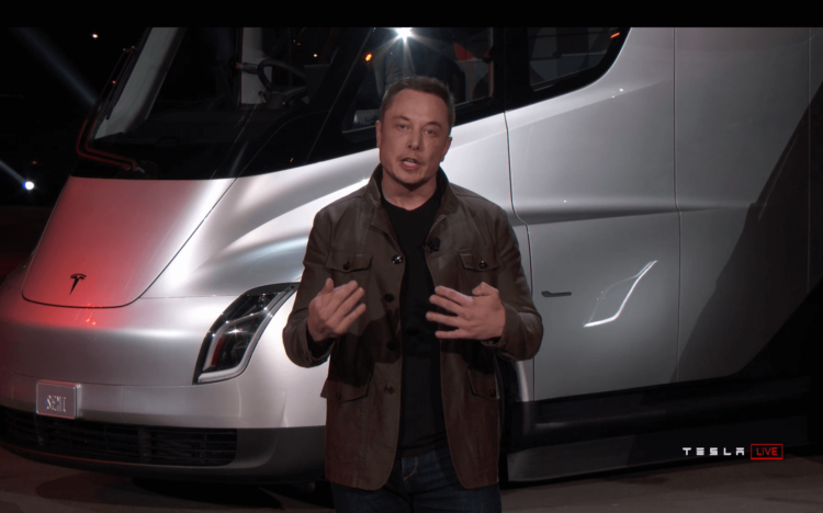 Илон Маск представил фантастическую новую электрофуру Tesla Semi. Характеристики Tesla Semi. Фото.