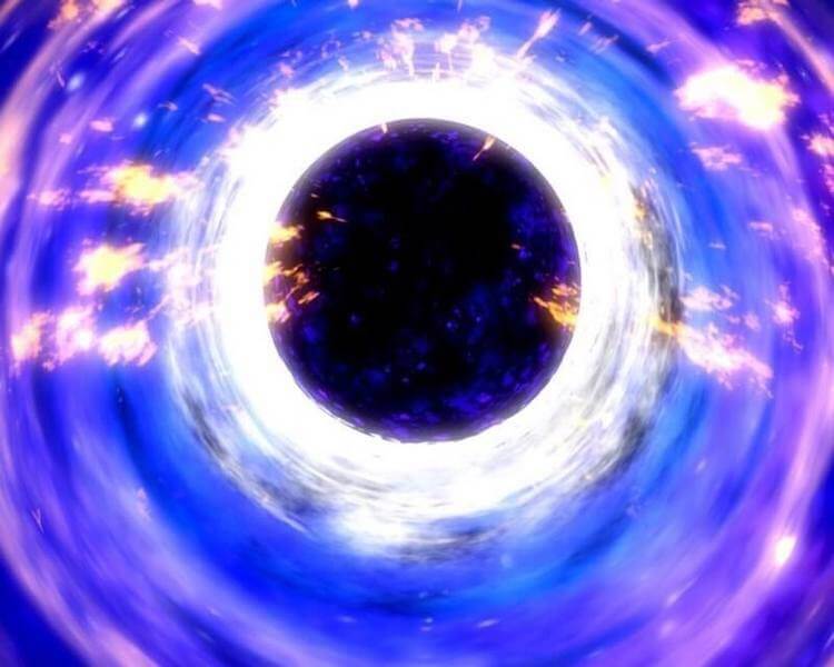 Примеры воздействия квантовой гравитации. На самых малых квантовых масштабах Вселенная может быть заполнена крошечными микроскопическими черными дырами с малыми массами. Эти дыры могут соединяться или расширяться внутрь в весьма интересной манере. Фото.