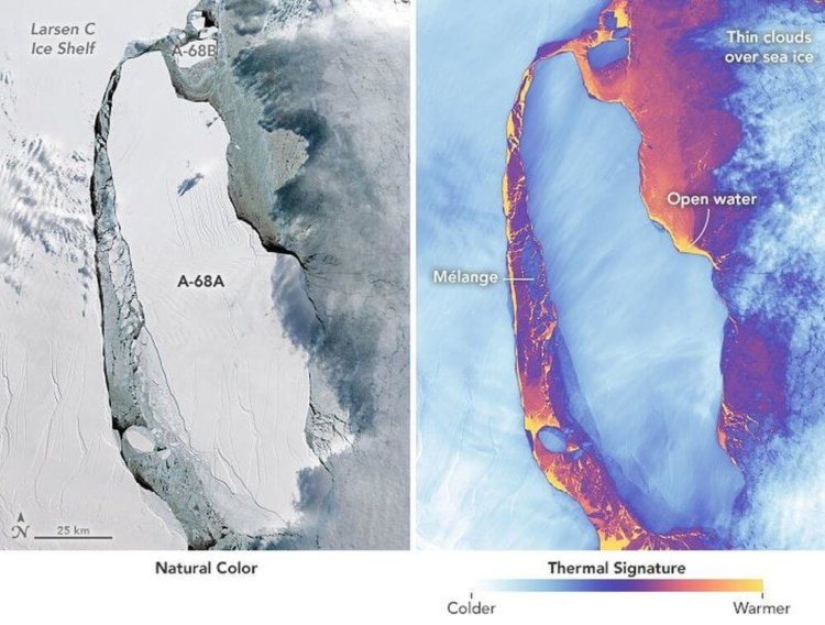 #фото дня | NASA опубликовало фотографии гигантского айсберга, отделившегося от Антарктиды. Фото.