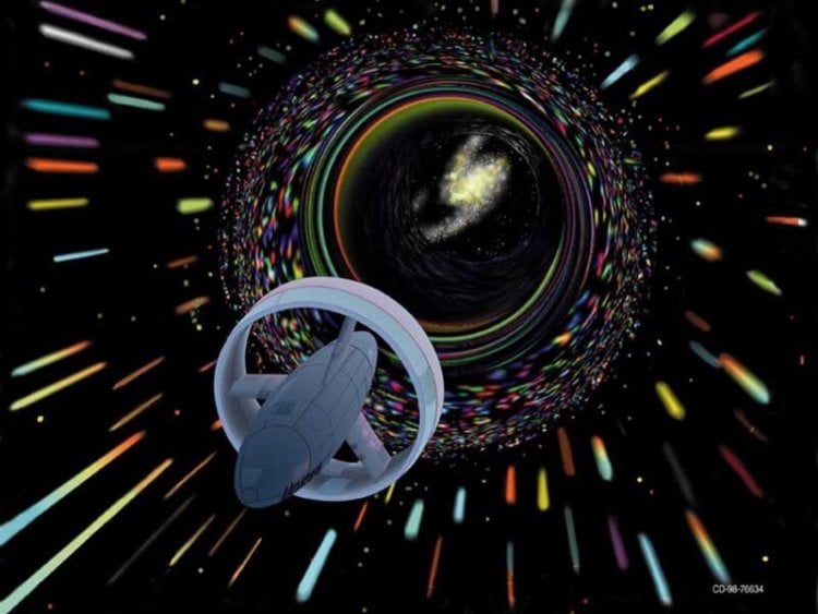 Как попасть в прошлое. Варп-путешествие в представлении NASA. Если создать червоточину между двумя точками пространства, чтобы одна нора двигалась релятивистски относительно другой, проходящие через нее наблюдатели старели бы по-разному. Фото.
