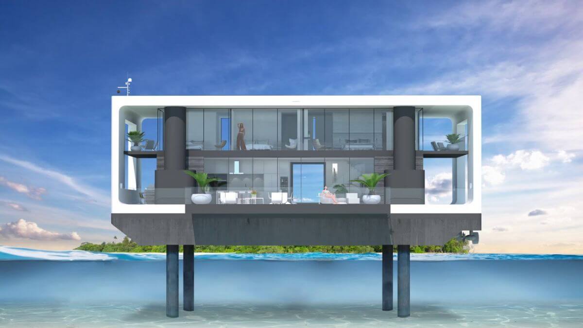 Шесть домов будущего, которые защитят вас от изменений климата. Дом из яхты-амфибии. Фото.