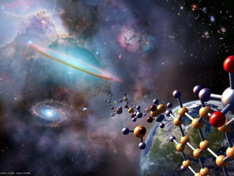 Инопланетные цивилизации. Атомы могут собираться в молекулы, включая органические молекулы и биологические процессы, как на планетах, так и в межзвездном пространстве. Возможно, жизнь началась не на Земле, а и вовсе не на планете. Фото.