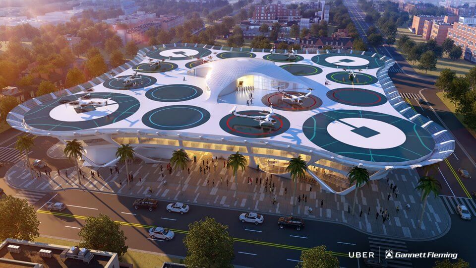 Архитекторы спроектировали шесть остановок будущего для летающих Uber