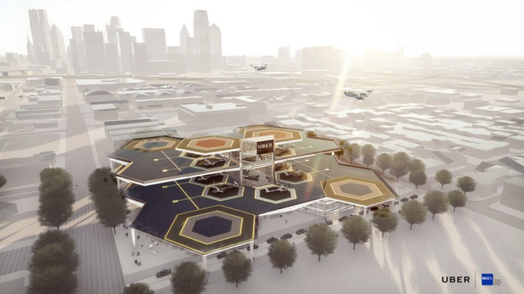 Архитекторы спроектировали шесть остановок будущего для летающих Uber. Фото.