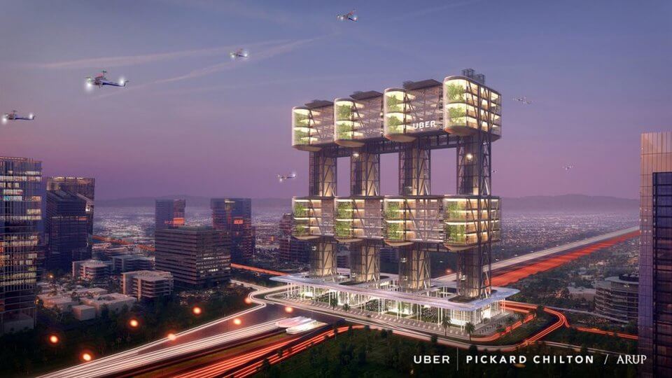 Архитекторы спроектировали шесть остановок будущего для летающих Uber