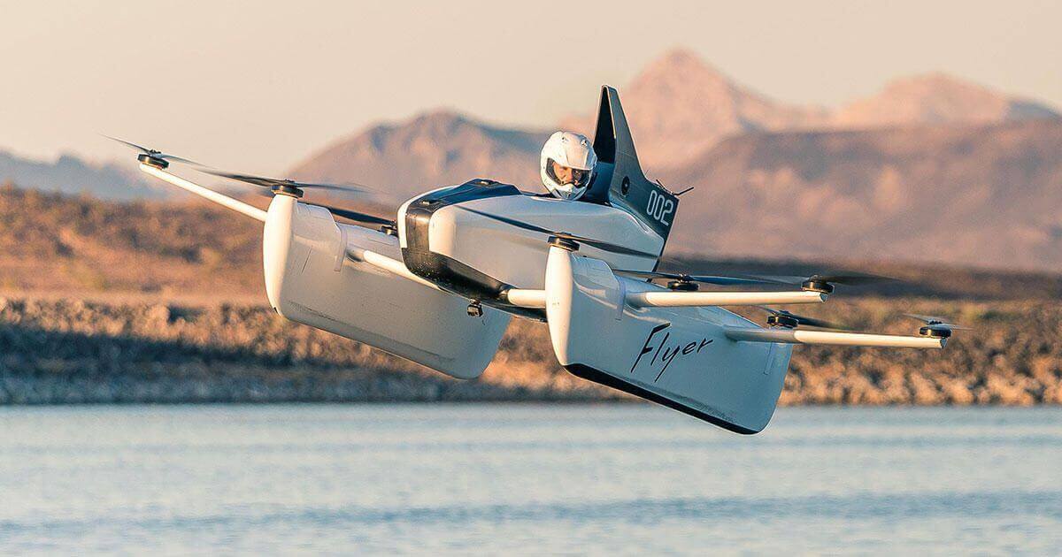 Показан настоящий летающий автомобиль от Kitty Hawk, и он действительно летит.. Фото.