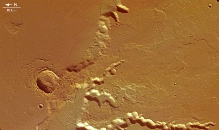 Medusae Fossae. Одна из самых интересных геологических структур Марса. Фото.
